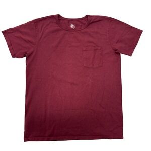 Schott NYC Mens Burgundy Cotton Pocket T-Shirt Made in USA Maroon Large